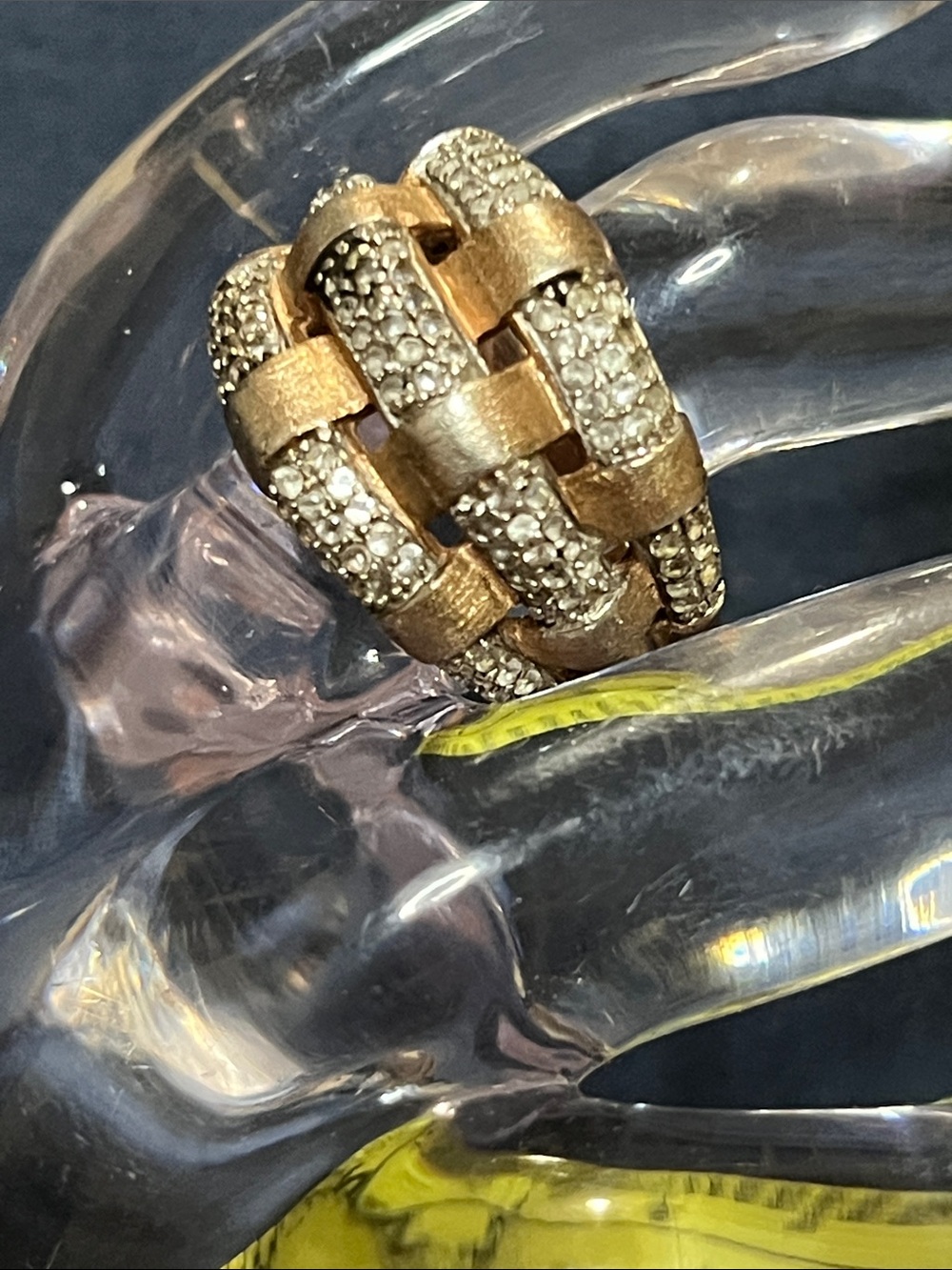 Gold Braided Pavé Crystal Women's Ring